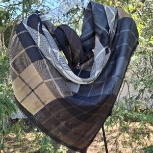 Italian Plaid Scarf in Black and Tan